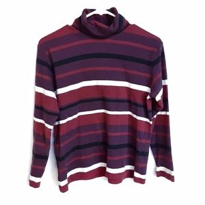 VTG ST. JOHN'S BAY Striped Long Sleeve Turtleneck Sweater Top Size Medium